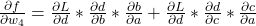 \frac{\partial{f}}{\partial{w_4}} = \frac{\partial{L}}{\partial{d}}*\frac{\partial{d}}{\partial{b}}*\frac{\partial{b}}{\partial{a}} + \frac{\partial{L}}{\partial{d}}*\frac{\partial{d}}{\partial{c}}*\frac{\partial{c}}{\partial{a}} 