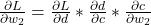  \frac{\partial{L}}{\partial{w_2}} = \frac{\partial{L}}{\partial{d}} * \frac{\partial{d}}{\partial{c}} * \frac{\partial{c}}{\partial{w_2}} 