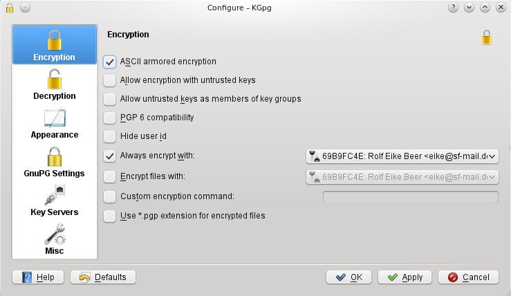 KGpg Lightweight Option for KDE Users