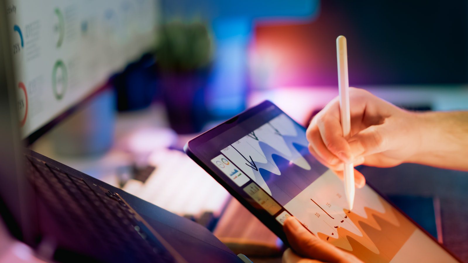 Crescendo.ai: 7 Powerful Real-World AI Case Studies 21 Tablet analytics chart representing AI workforce training and productivity measurement