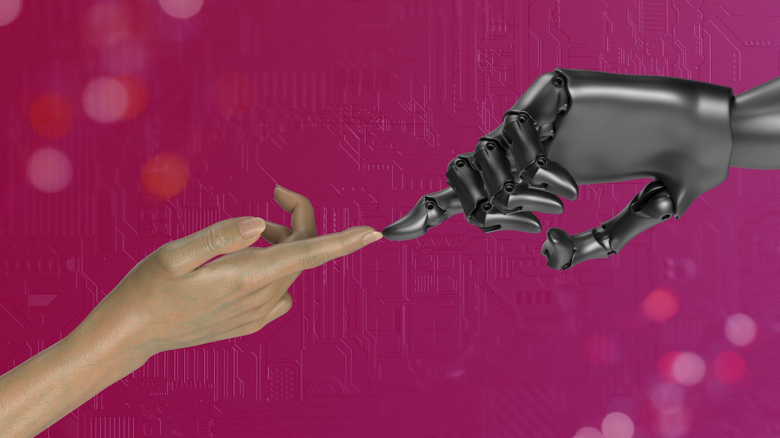 Domain-Specific Models: 7 Powerful AI Advantages 16 human and AI hands illustrating domain-specific models
