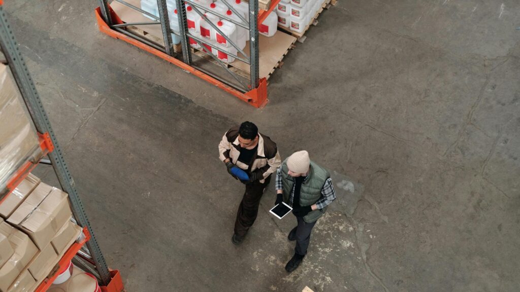 Business Central inventory workflow shown through warehouse staff using a tablet