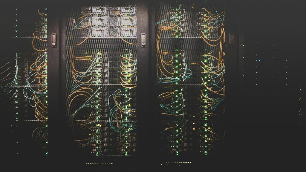 Dense network cabling showing the infrastructure behind Li-Fi security architecture
