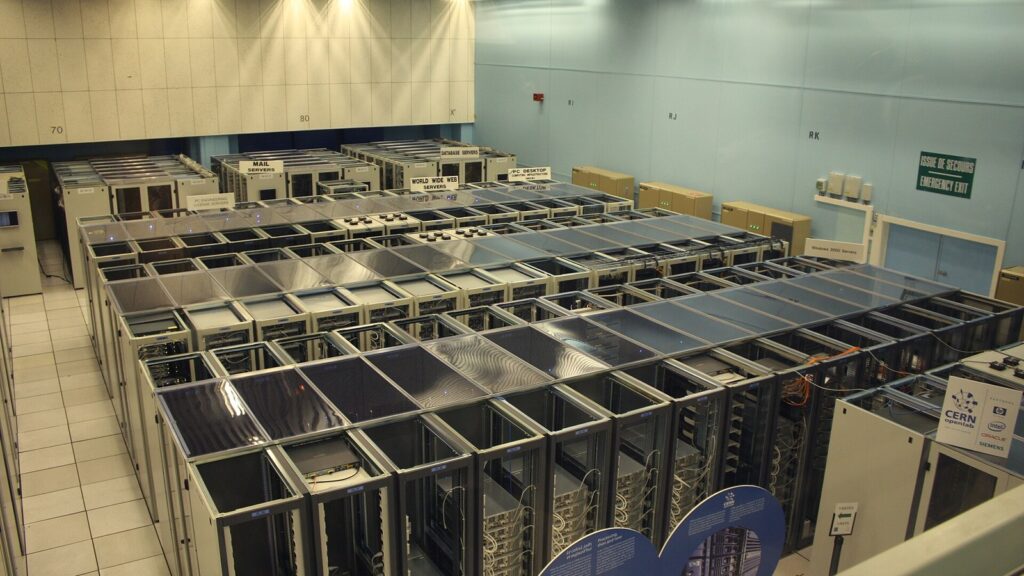 PCIe 8.0 AI infrastructure context shown with real data center server racks