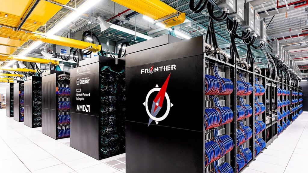 PCIe enterprise AI GPU data center context shown with real supercomputer infrastructure