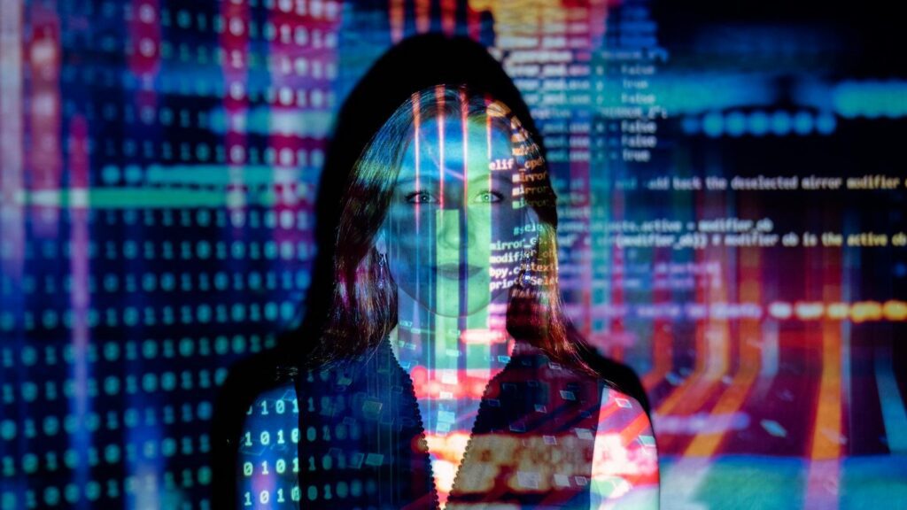 AI governance concept with code projected over a person for secure agent controls