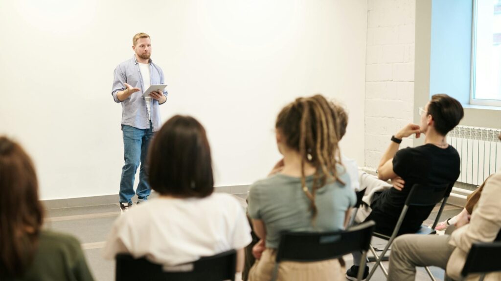 Silicon Workforce pilot plan presentation with a small office audience