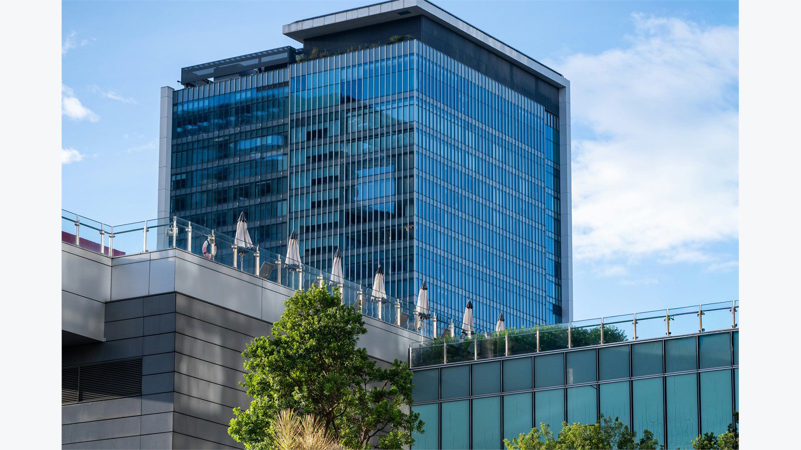 modern office building representing AI integration FAQ for global business leaders