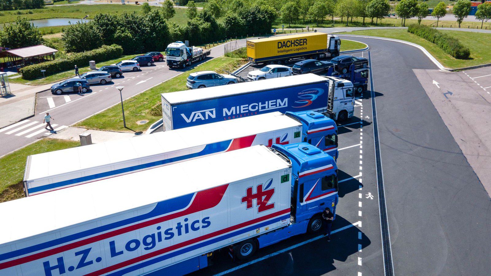 Autonomous fleet telematics: drone view of logistics trucks for self-driving fleet data