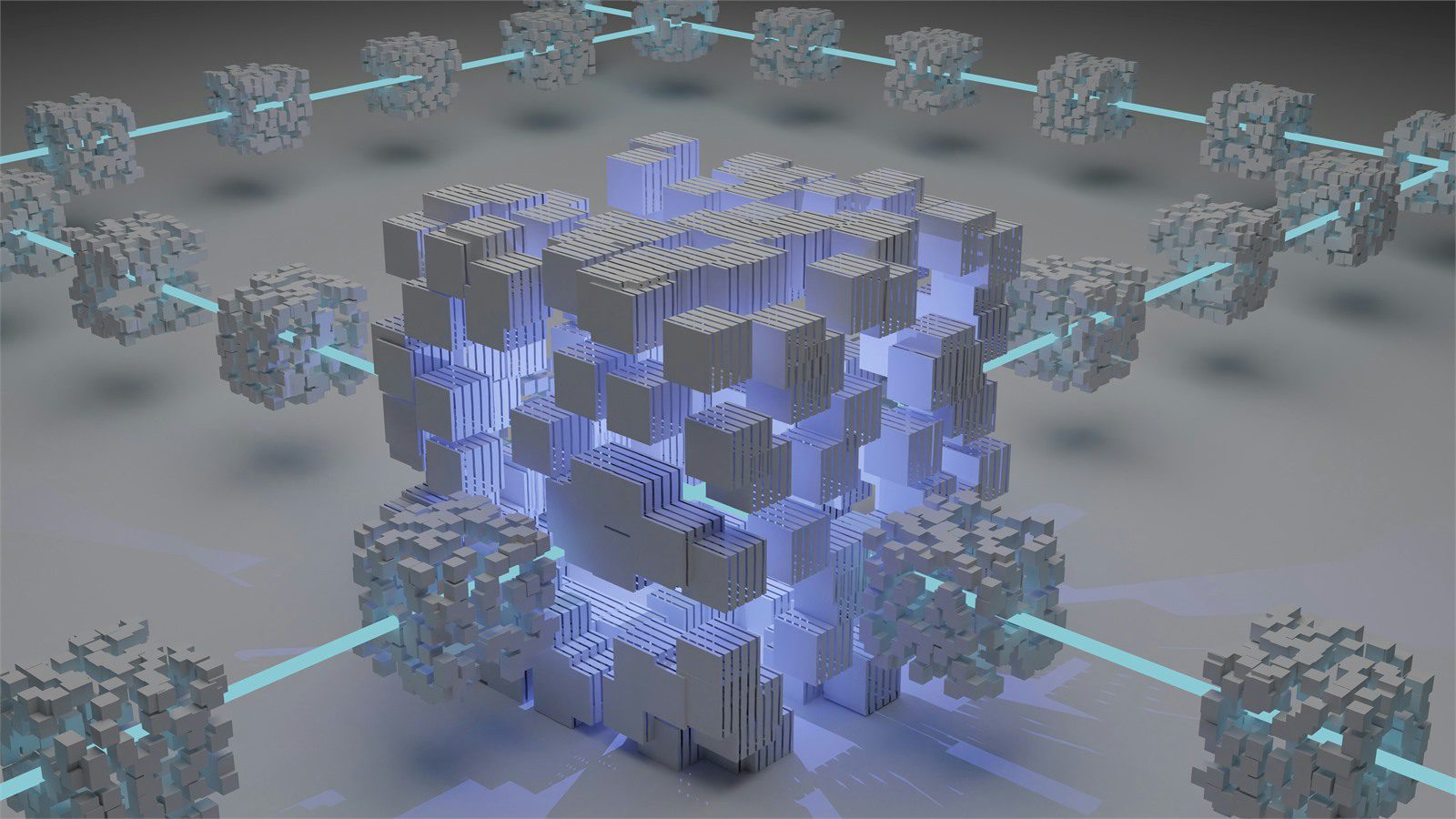 networked digital cubes illustrating blockchain tracking FAQ for supply chain traceability