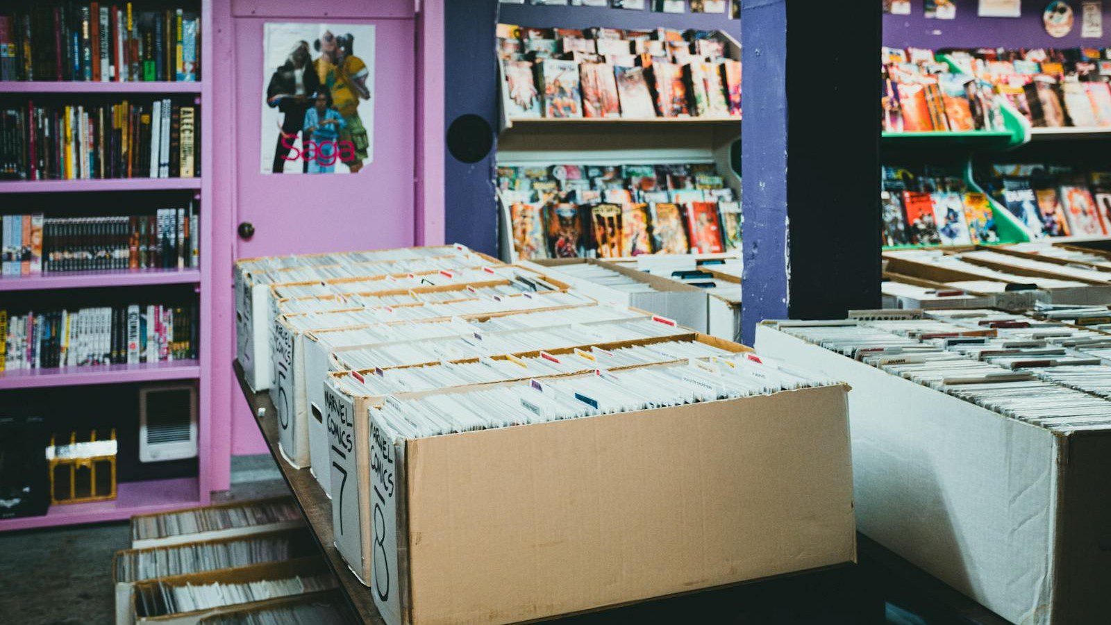 ComicInk: A Practical Guide to AI Comic Creation and Creator Stores 8 ComicInk: comic book store shelves representing creator publishing and selling comics online