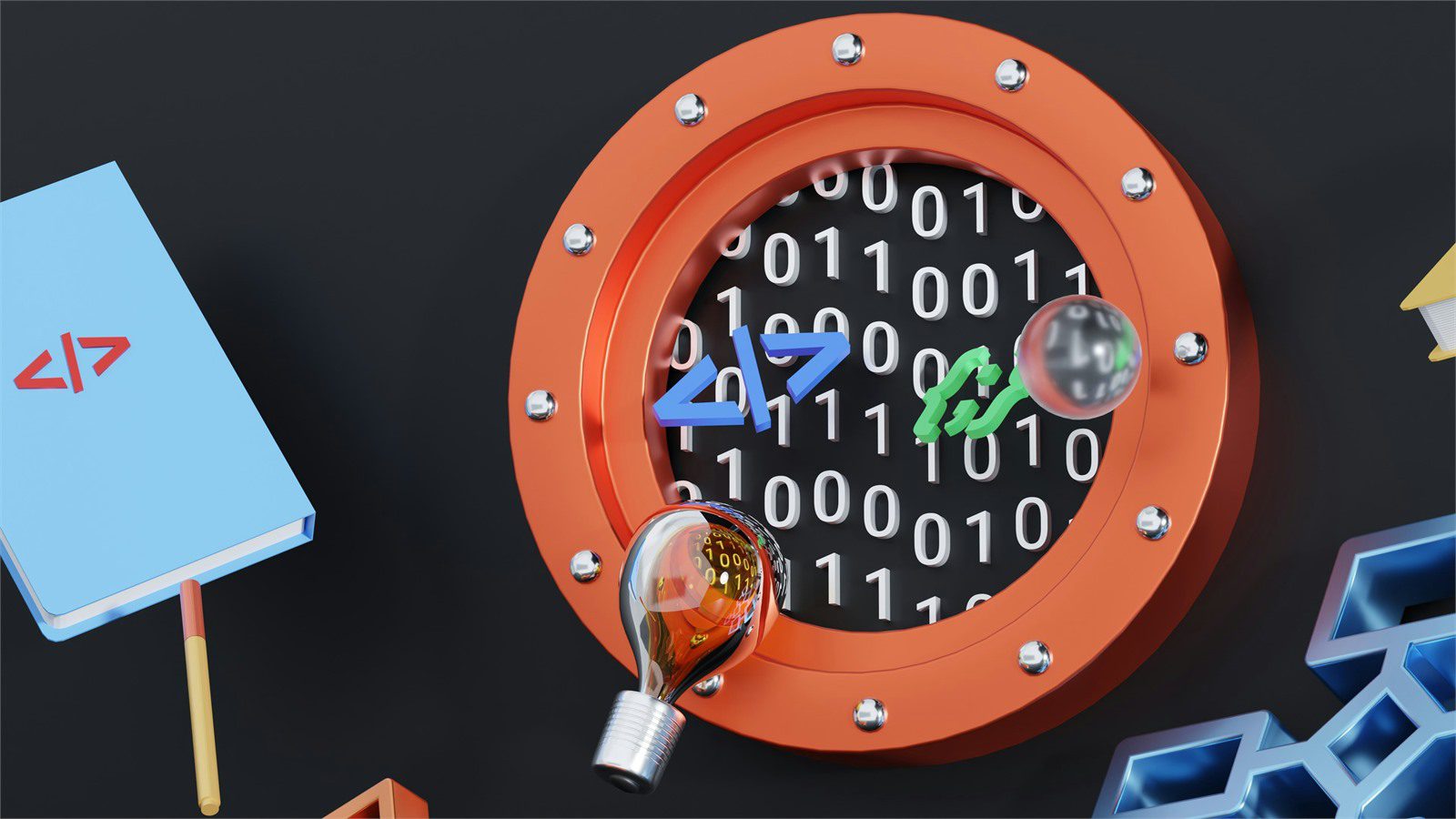 binary code and magnifiers representing cryptographic hashes signatures and data authenticity checks
