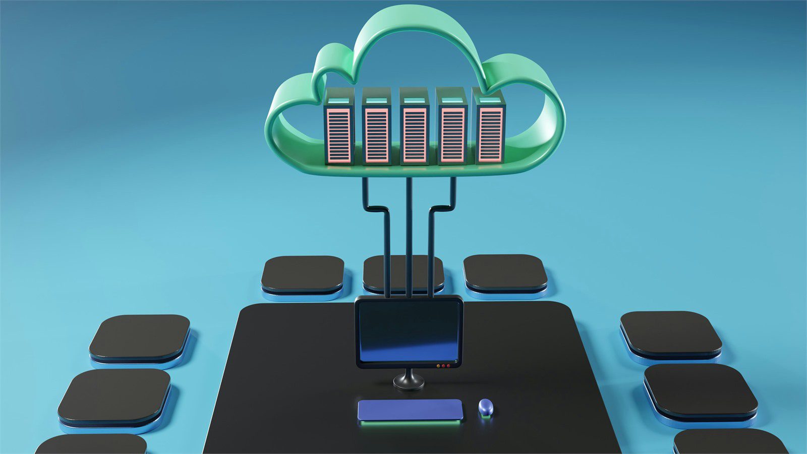 cloud infrastructure diagram representing secrets management and isolated banking app environments