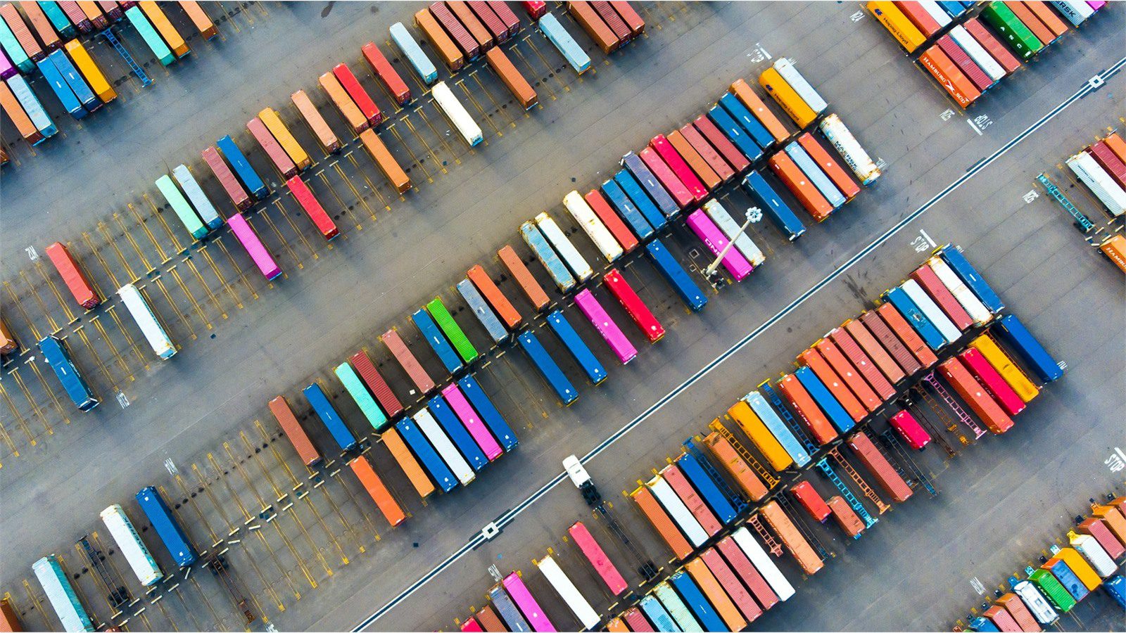 top view of shipping containers representing Salesforce object mapping to local portal shipment records