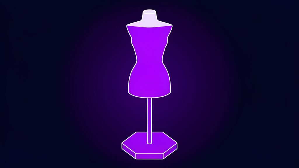 ai digital twin funhouse mirror distortions a dress form torso on slender post
