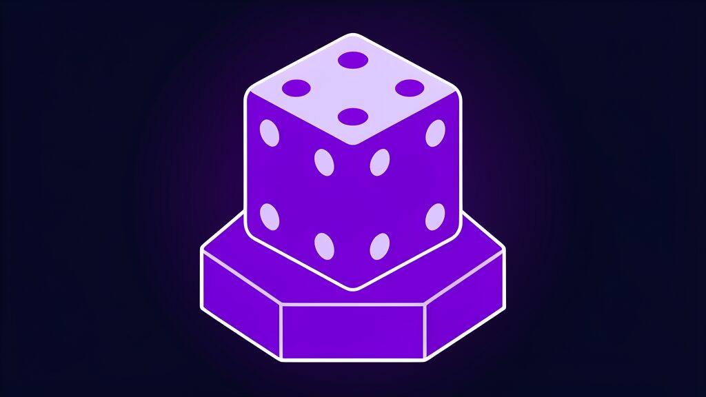 ai digital twin funhouse mirror distortions e dice cube with round pip recesses