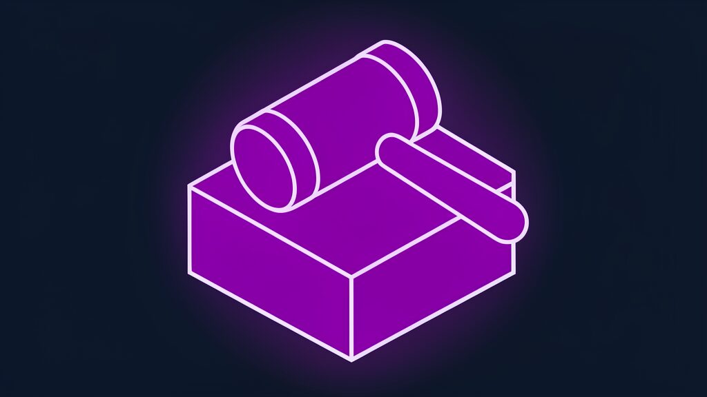film summit ai declaration signatures e gavel cylinder resting on a flat striking block