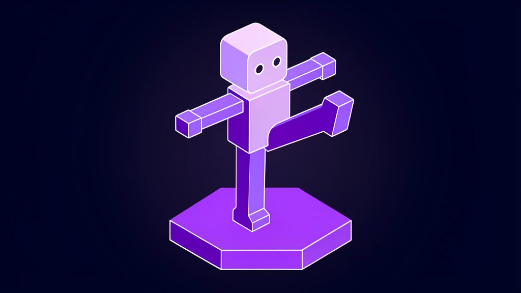 humanoid robot sprint spin kicks ai human motion data a toy humanoid robot figure raising one leg in a kick