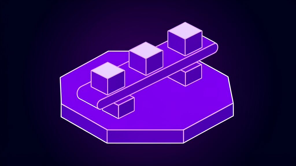 it project acceptance ai era c conveyor belt with three cubes