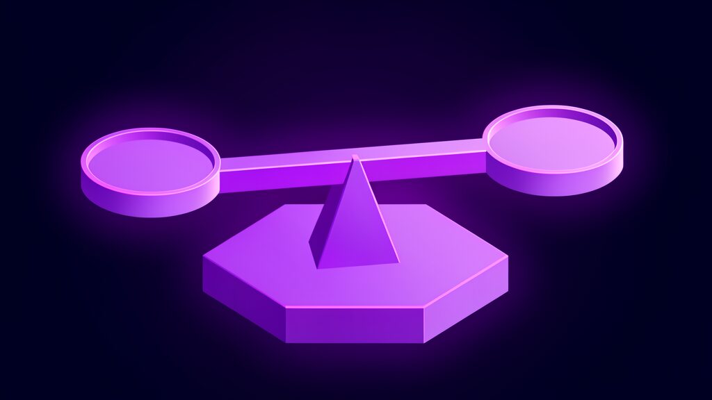 jev model typesafe ai programmatic logic f balance beam scale on fulcrum