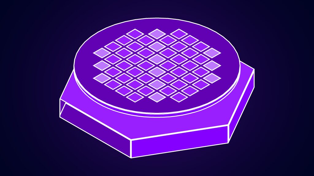 stacked ai chip fast slow layers motion kaist b silicon wafer with a grid of dies