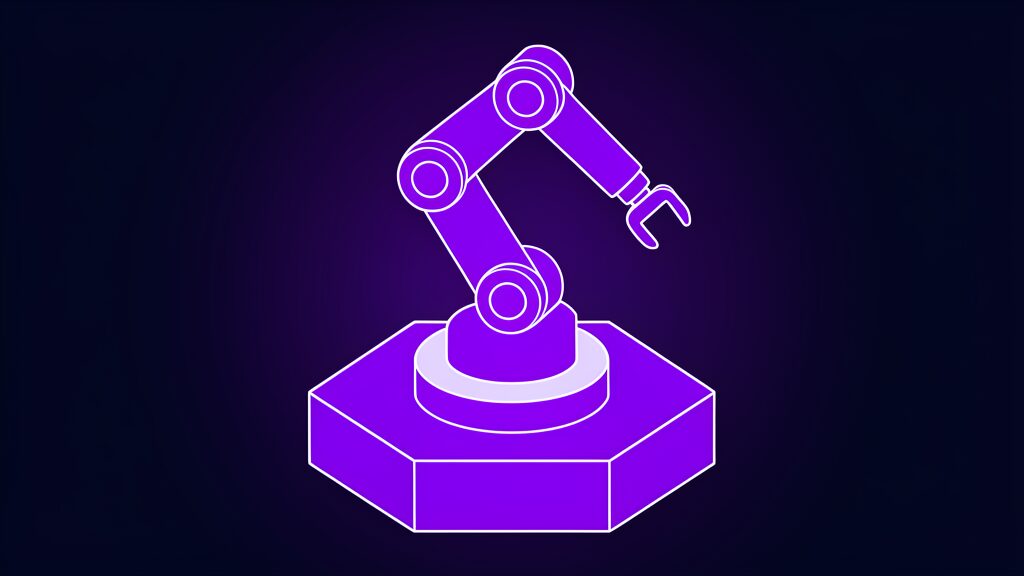 un urgent action rein in frontier ai unprecedented risks b industrial robot arm with violet arm segments