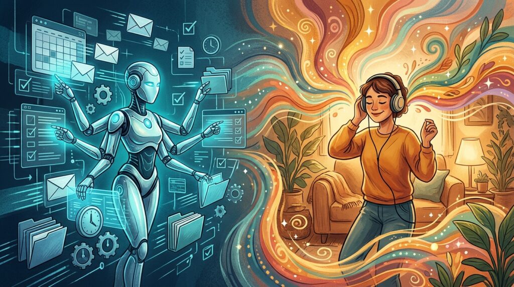 Spotify AI agents assisting with music discovery while listeners enjoy the experience