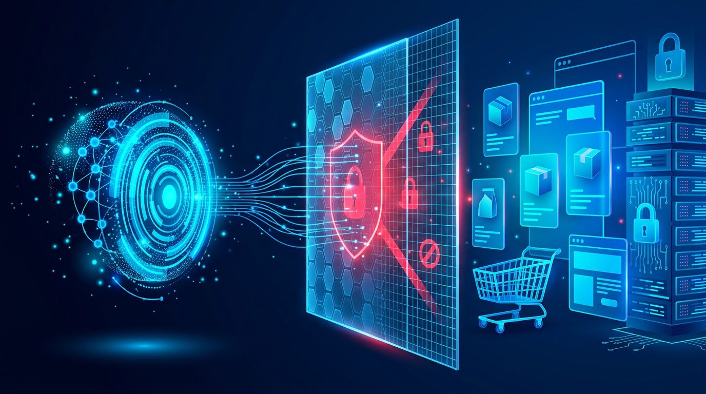 AI digital assistant encountering a security barrier while attempting to access an online shopping website