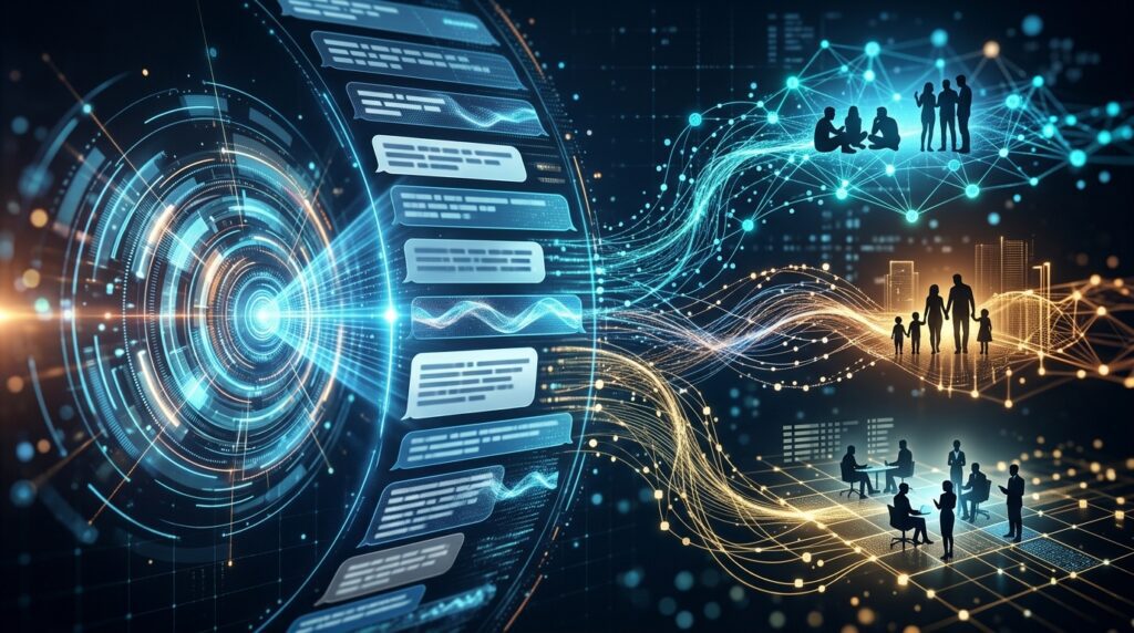 AI agents privacy concerns illustrated by an assistant processing messages containing other people’s personal information