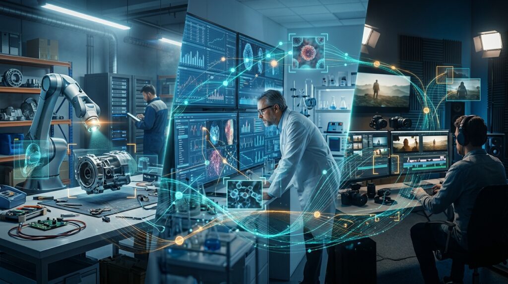 Visual AI assisting robotics, scientific analysis, and video production