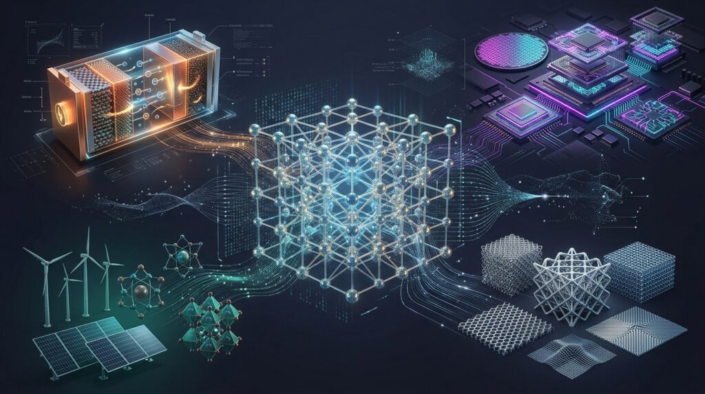 Future applications of AI materials science in battery technology, electronics, and advanced materials discovery