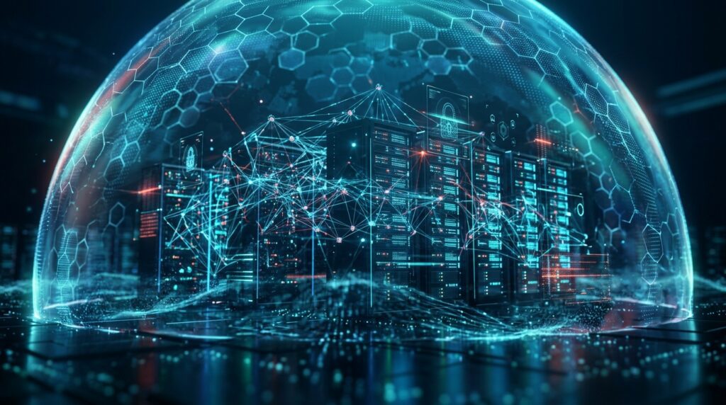 Secure AI infrastructure protected by digital cybersecurity systems