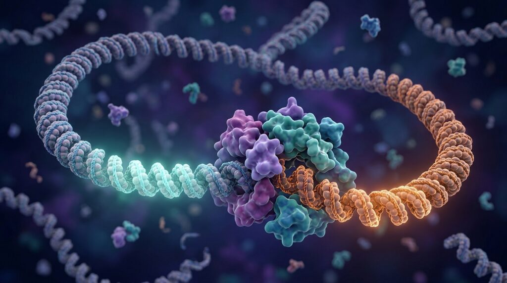 DNA loop bringing a distant regulatory enhancer close to a gene