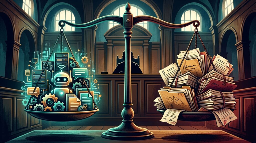 Illustration of unresolved lawsuits connected to Character.AI’s bankruptcy and technology sale