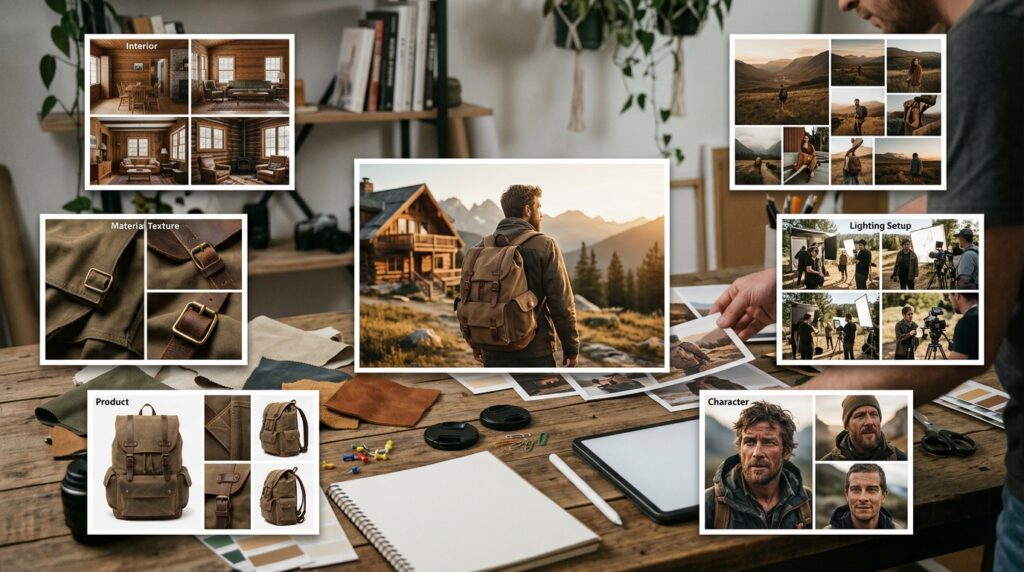 Multiple visual references guiding the creation of one consistent AI-edited image