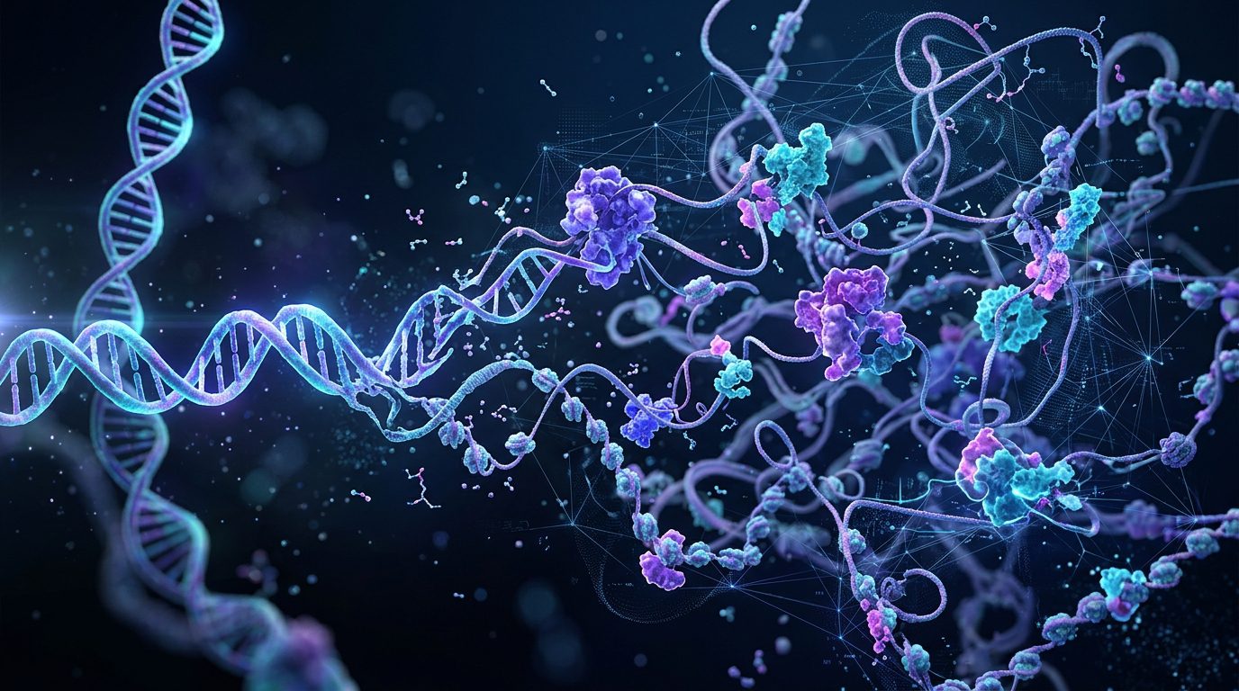 Complex three-dimensional human DNA structure with interconnected genomic elements