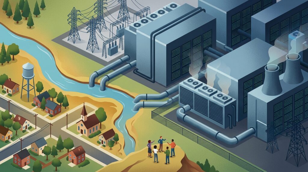 AI regulation and data center expansion raise questions about electricity, water, and community impact