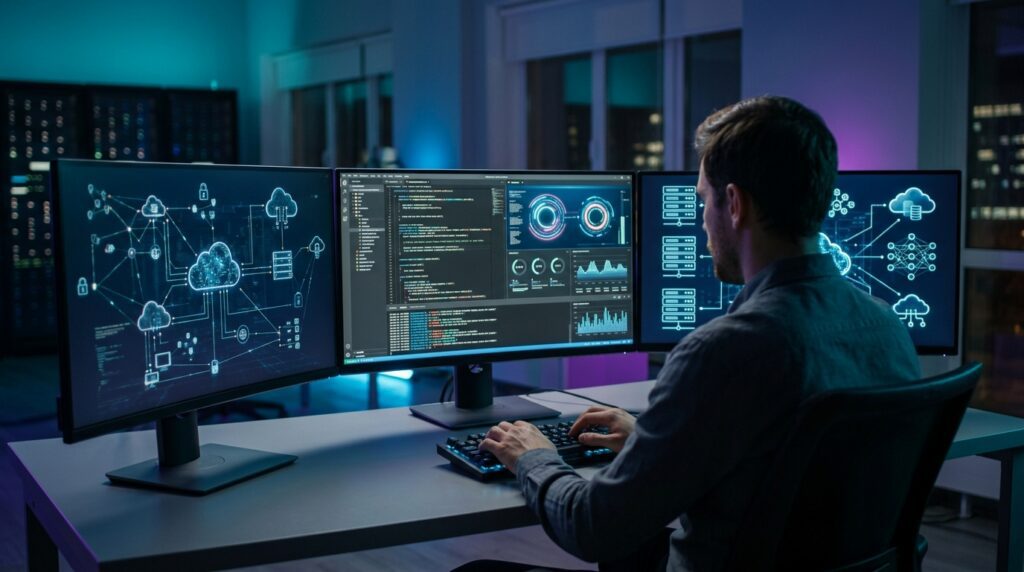 AI coding agent connected to external cloud-based language model services