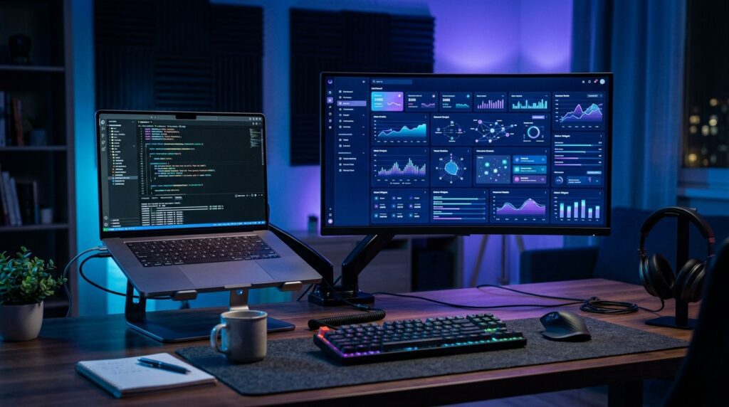 Developer workstation showing an application with AI-generated interface components.
