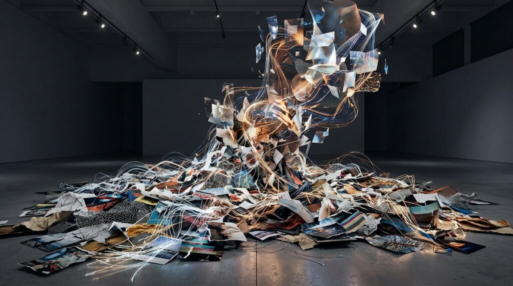 Thoughtful AI art represented by a distinctive digital composition exploring memory and identity