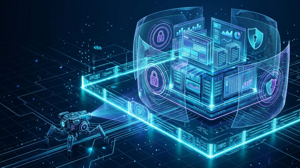 Digital illustration of website owners managing content access and AI scraping permissions