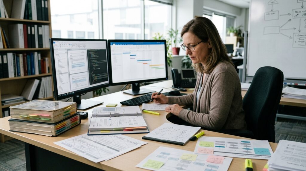 Documentation manager planning migration, training, and publishing requirements