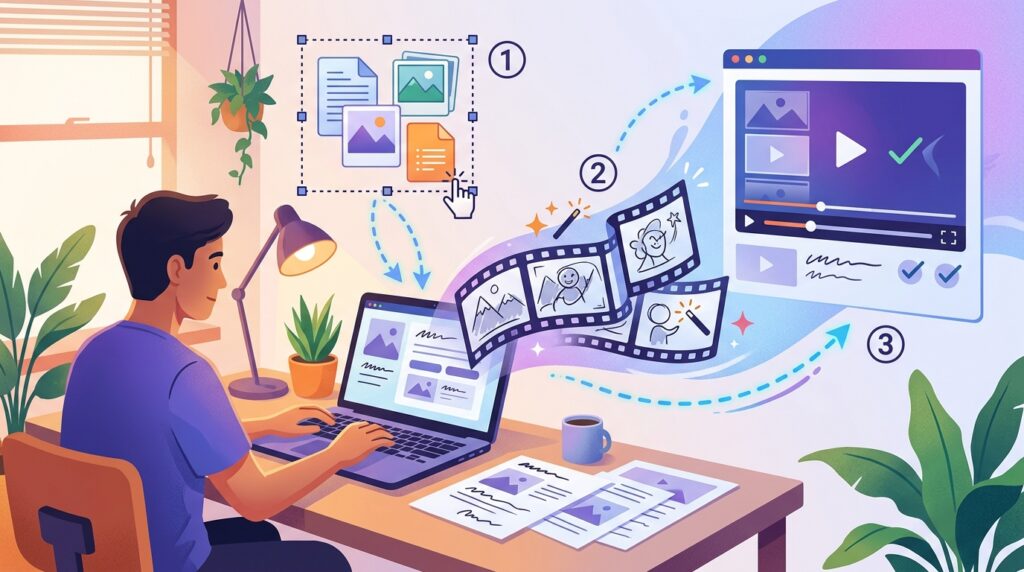 User preparing and reviewing an AI-generated video overview