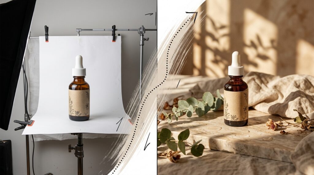 Product photograph transformed into a lifestyle image while preserving the main object