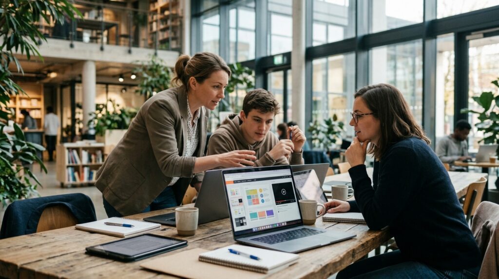 Teacher, student, and researcher using AI-generated learning materials