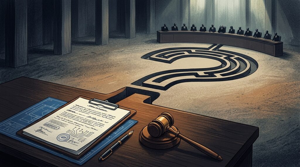 Illustration of the pending Character.AI bankruptcy sale and unresolved legal review