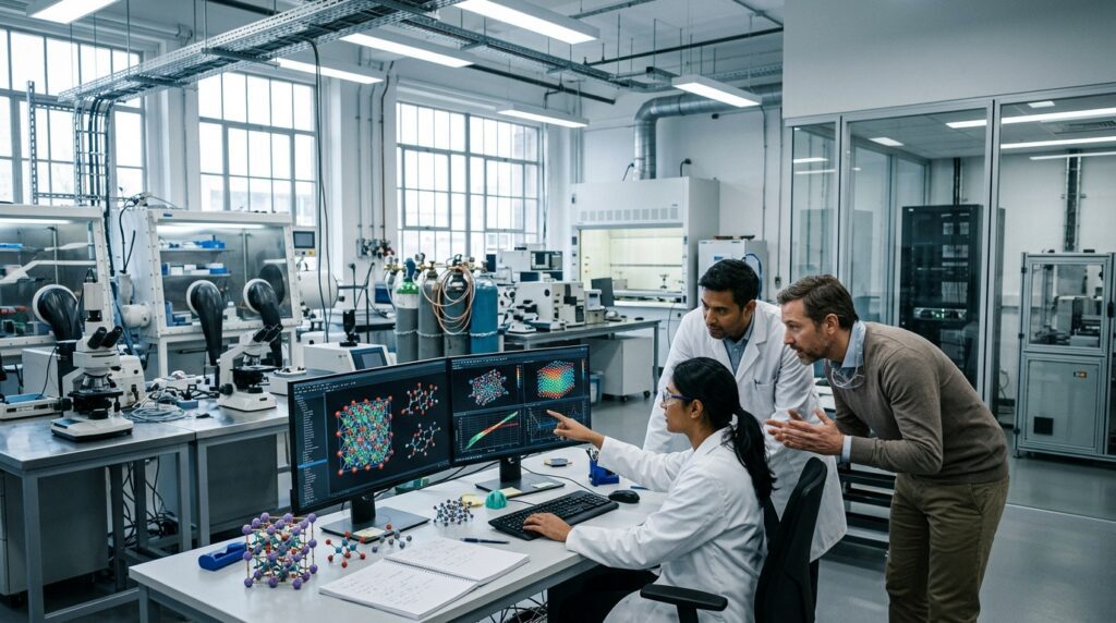 AI materials science supporting industrial research and advanced materials engineering