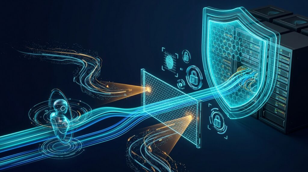 Website server protected by a firewall and identity checks as an AI agent requests access