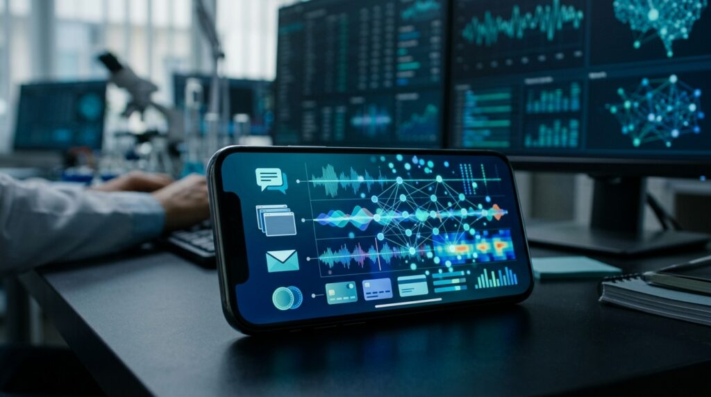 AI system analysing recurring smartphone activities to estimate changes in daily stress.