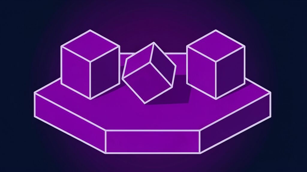 Three cubes with the middle one tipped over, standing for the three models asked to run the procedure